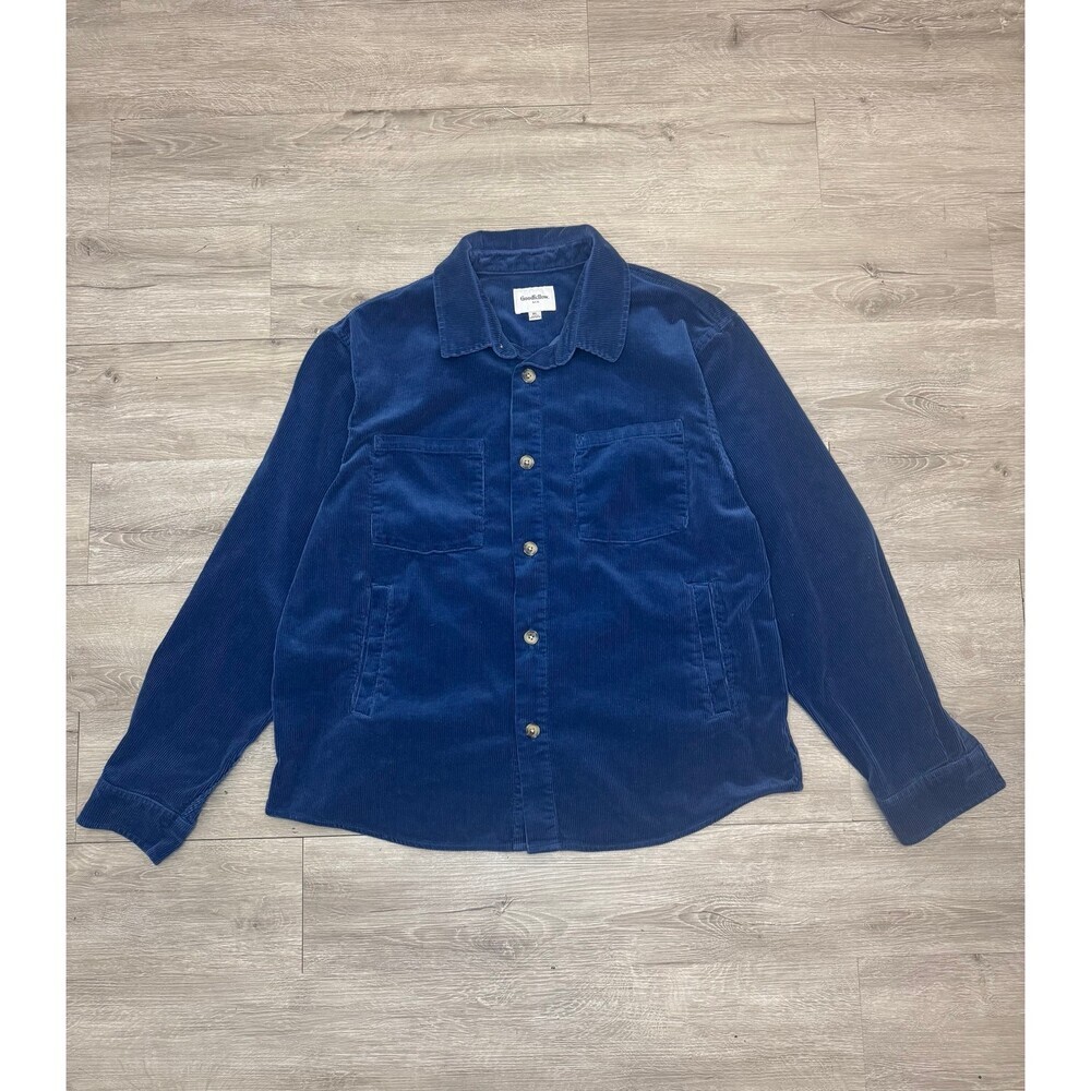 Men's Blue Corduroy Overshirt Shacket Button Up XL